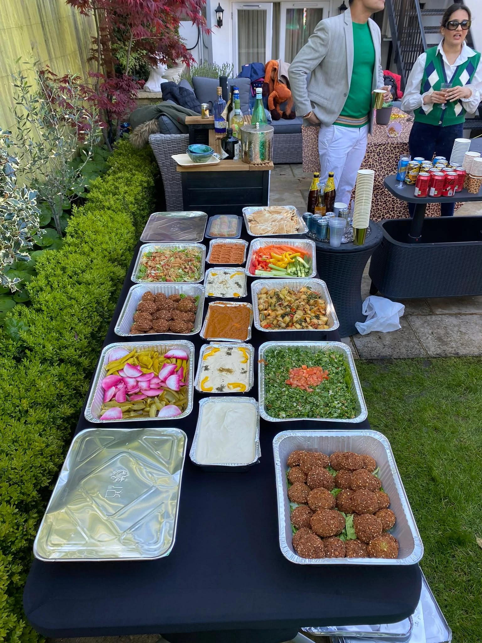 A garden catering setup by David's Deli