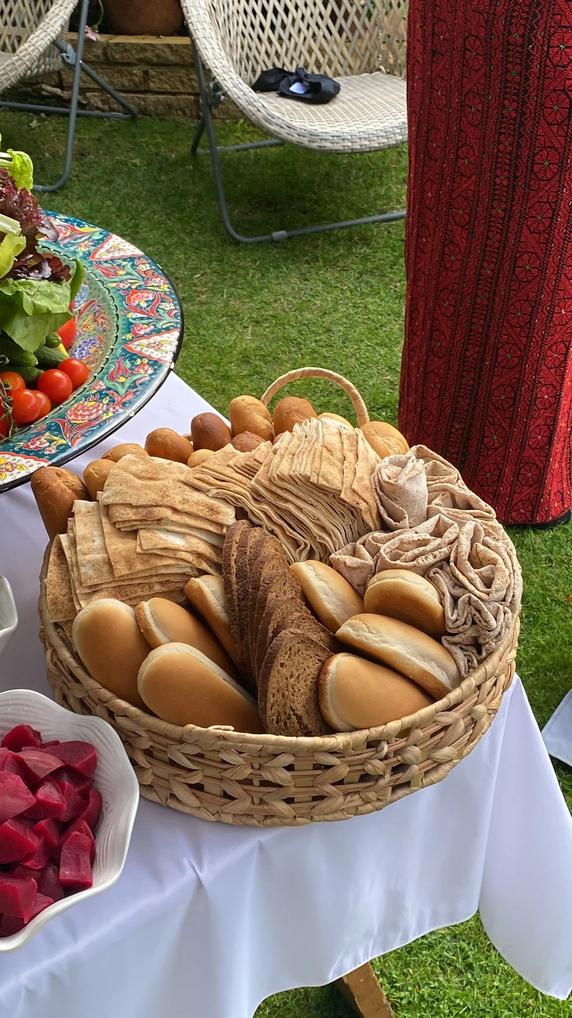 A bread selection at a catering event
